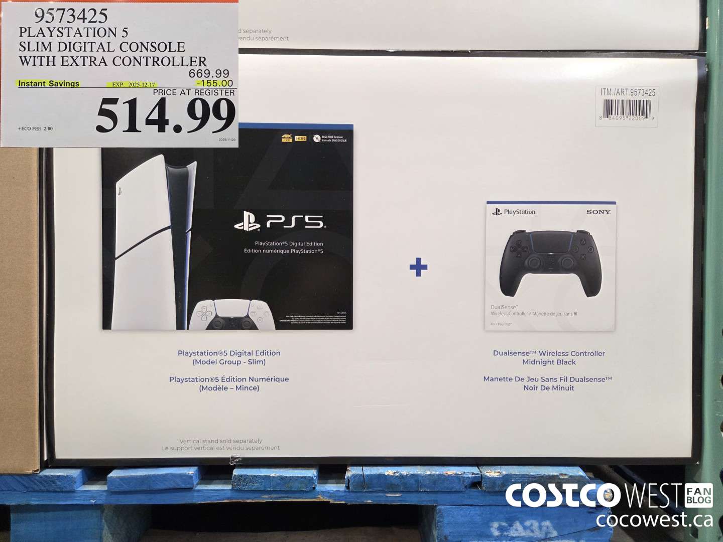 9573425 PS5 SLIM DIGITAL CONSOLE WITH EXTRA CONTROLLER ($155.00 INSTANT SAVINGS EXPIRES ON 2025-12-17) $514.99