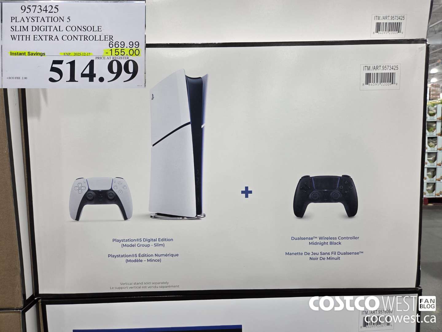 9573425 PS5 SLIM DIGITAL CONSOLE WITH EXTRA CONTROLLER ($155.00 INSTANT SAVINGS EXPIRES ON 2025-12-17) $514.99