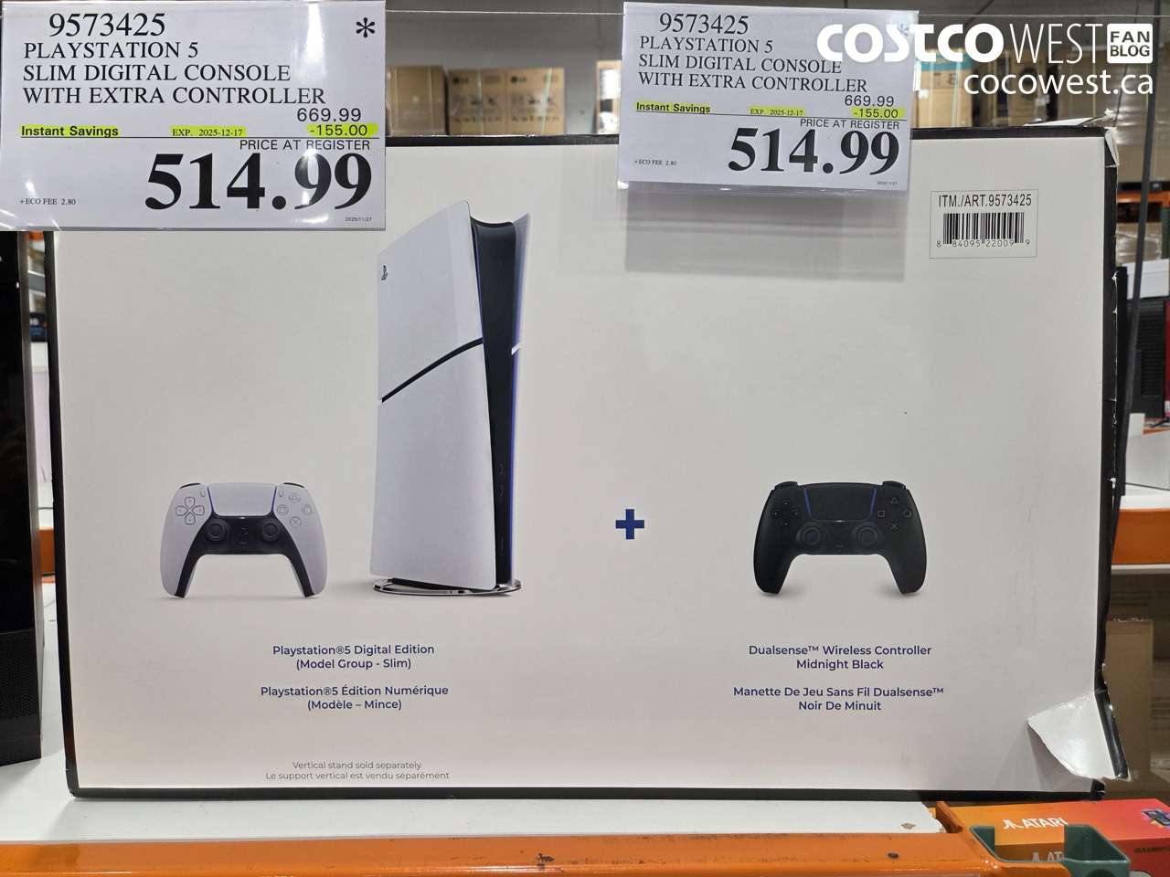 9573425 PS5 SLIM DIGITAL CONSOLE WITH EXTRA CONTROLLER ($155.00 INSTANT SAVINGS EXPIRES ON 2025-12-17) $514.99