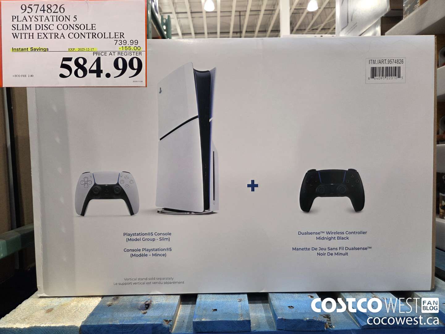 9574826 PS5 SLIM DISC CONSOLE WITH EXTRA CONTROLLER ($155.00 INSTANT SAVINGS EXPIRES ON 2025-12-17) $584.99