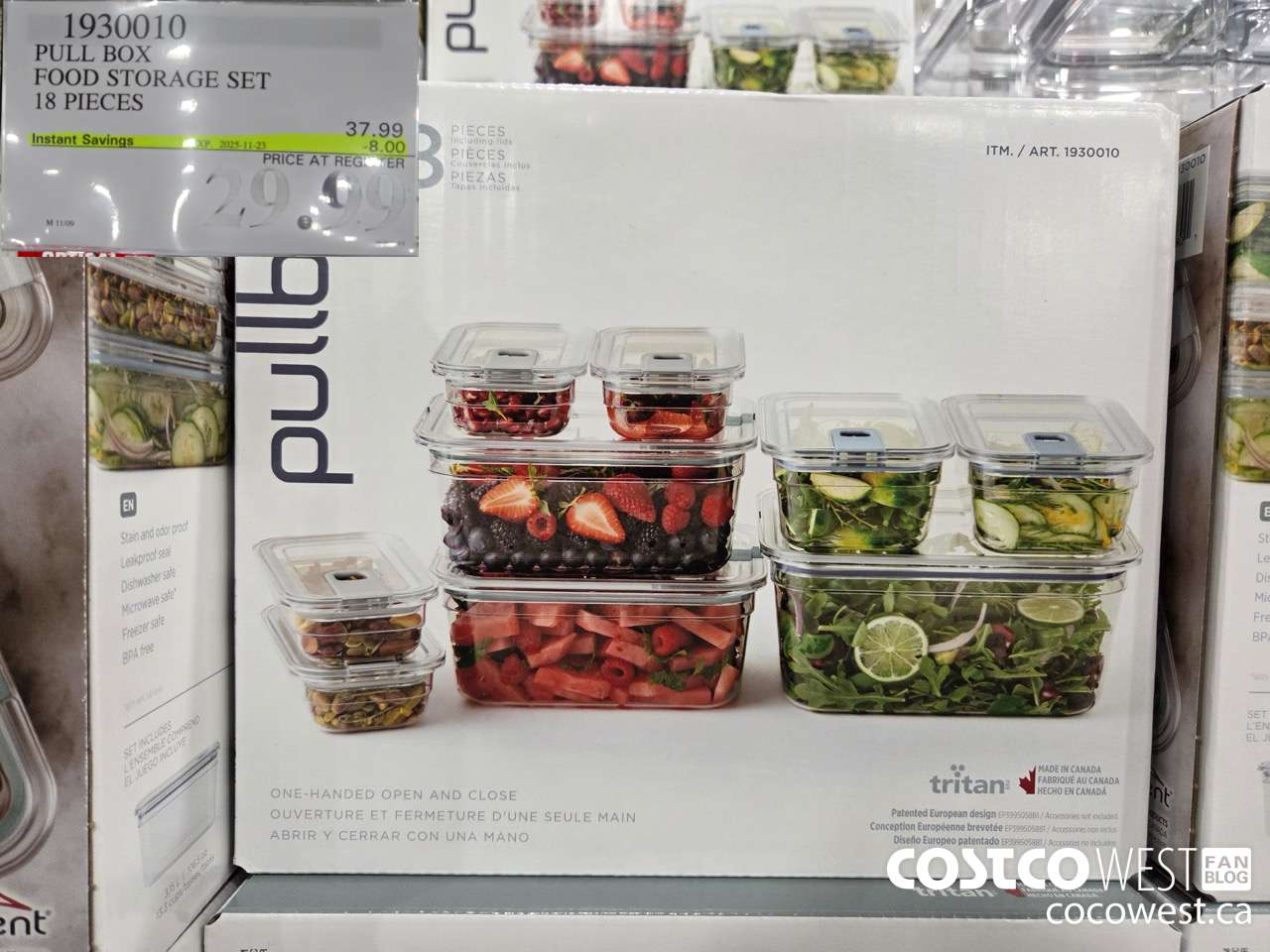 1930010 PULL BOX FOOD STORAGE SET 18 PIECES ($8.00 INSTANT SAVINGS EXPIRES ON 2025-11-23) $29.99