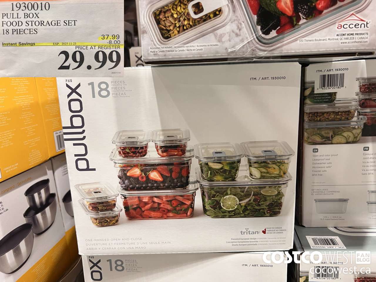 1930010 PULL BOX FOOD STORAGE SET 18 PIECES ($8.00 INSTANT SAVINGS EXPIRES ON 2025-11-23) $29.99