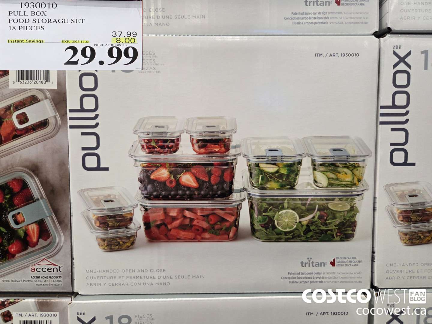 1930010 PULL BOX FOOD STORAGE SET 18 PIECES ($8.00 INSTANT SAVINGS EXPIRES ON 2025-11-23) $29.99