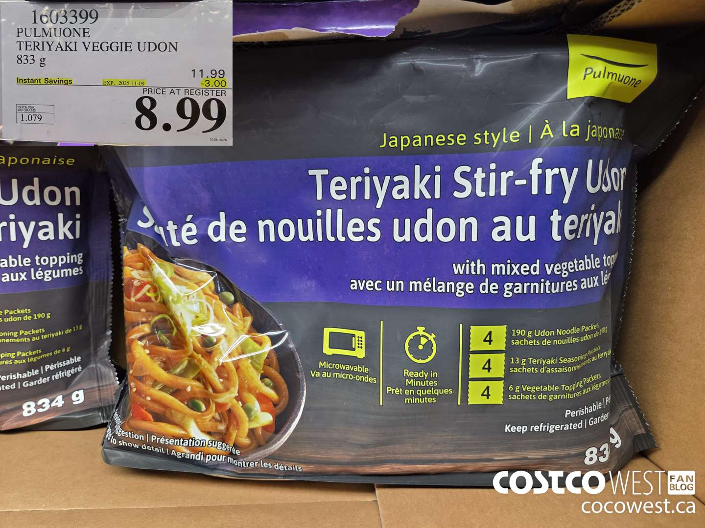 1603399 PULMUOME TERRIYAKI VEGGIE UDON 833 g ($3.00 INSTANT SAVINGS EXPIRES ON 2025-11-09) $8.99