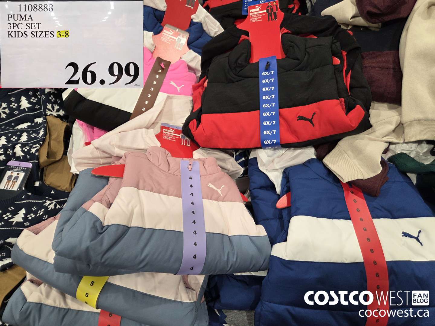 1108888 PUMA 3PC SET KIDS SIZES 3-8  $26.99