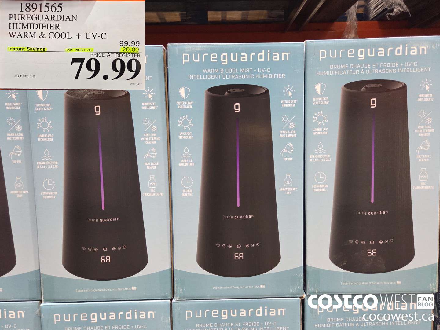 1891565 PUREGUARDIAN HUMIDIFIER WARM & COOL + UV - C ($20.00 INSTANT SAVINGS EXPIRES ON 2025-11-30) $79.99