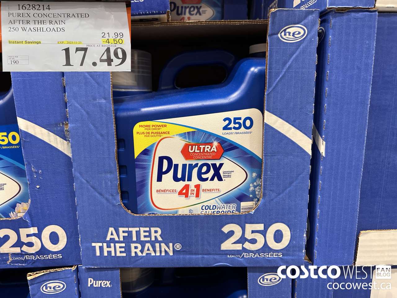 1628214 PUREX CONCENTRATED AFTER THE RAIN 250 WASHLOADS ($4.50 INSTANT SAVINGS EXPIRES ON 2025-11-23) $17.49
