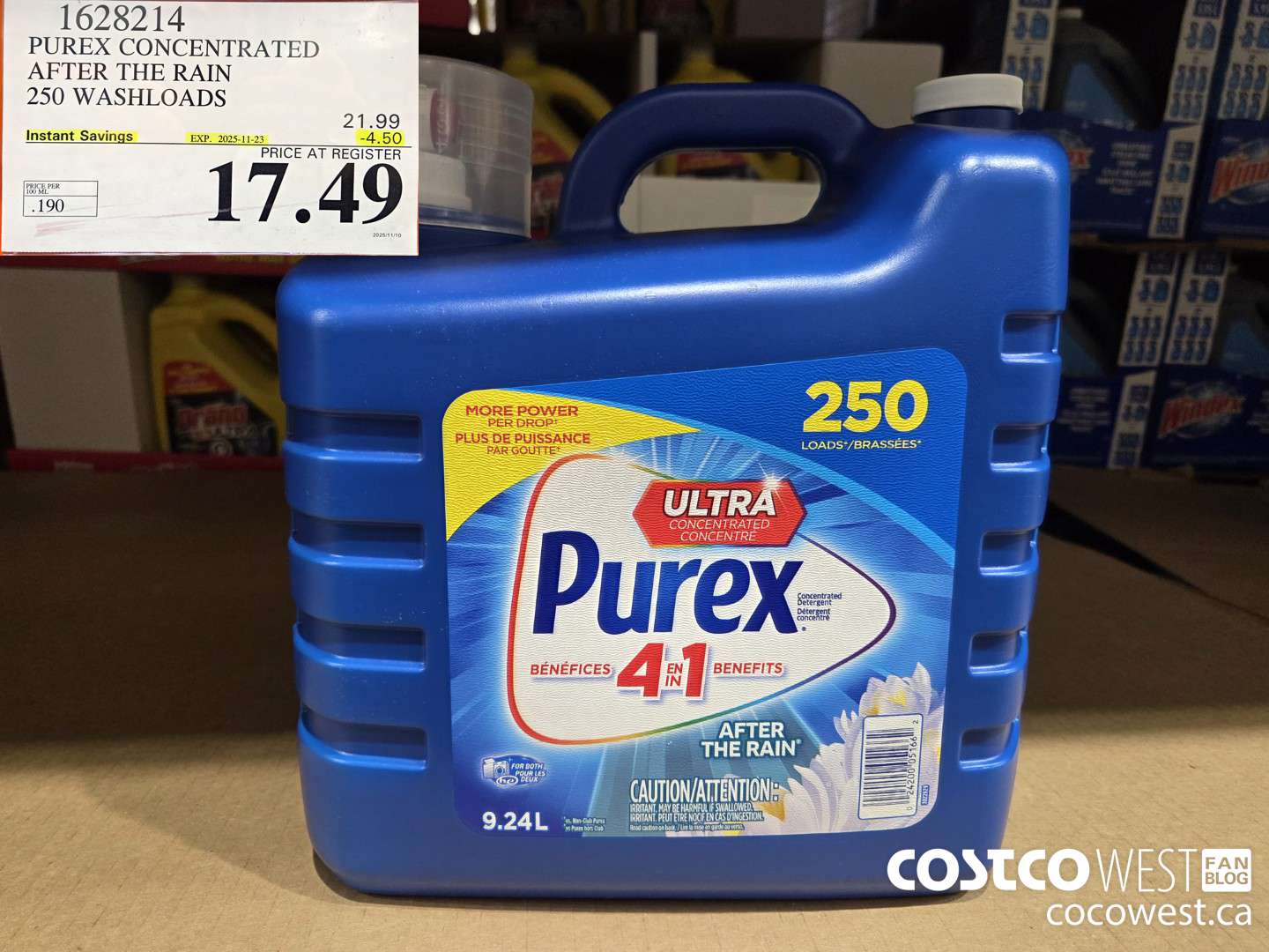 1628214 PUREX CONCENTRATED AFTER THE RAIN 250 WASHLOADS ($4.50 INSTANT SAVINGS EXPIRES ON 2025-11-23) $17.49