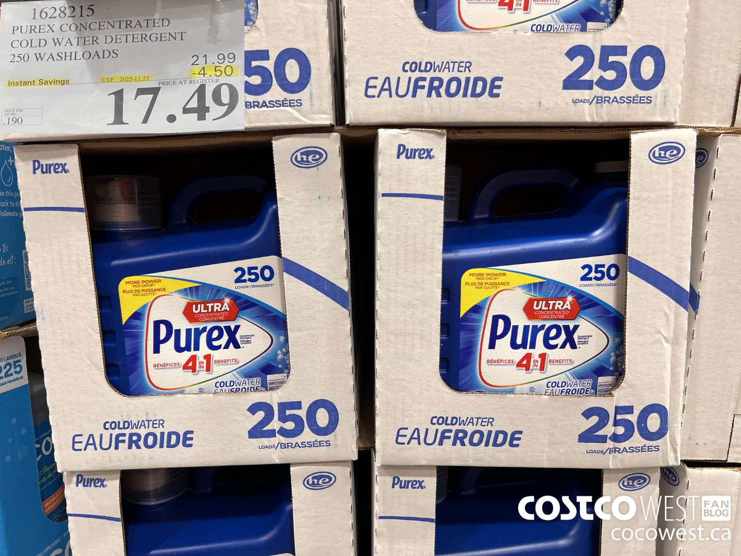 1628215 PUREX CONCENTRATED COLD WATER DETERGENT 250 WASHLOADS ($4.50 INSTANT SAVINGS EXPIRES ON 2025-11-23) $17.49