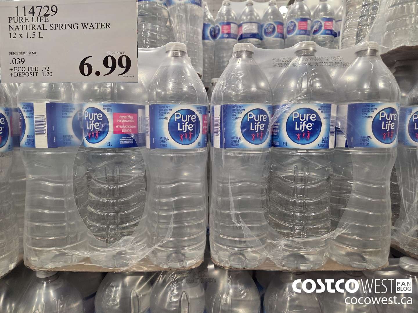 114729 PURE LIFE NATURAL SPRING WATER 12 x 1.5 L $6.99