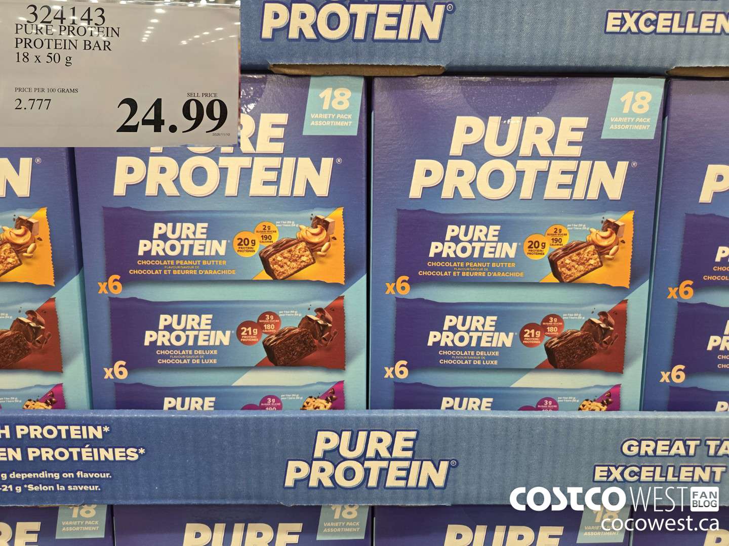 324143 PURE PROTEIN VARIETY PACK 18 X 50G $24.99