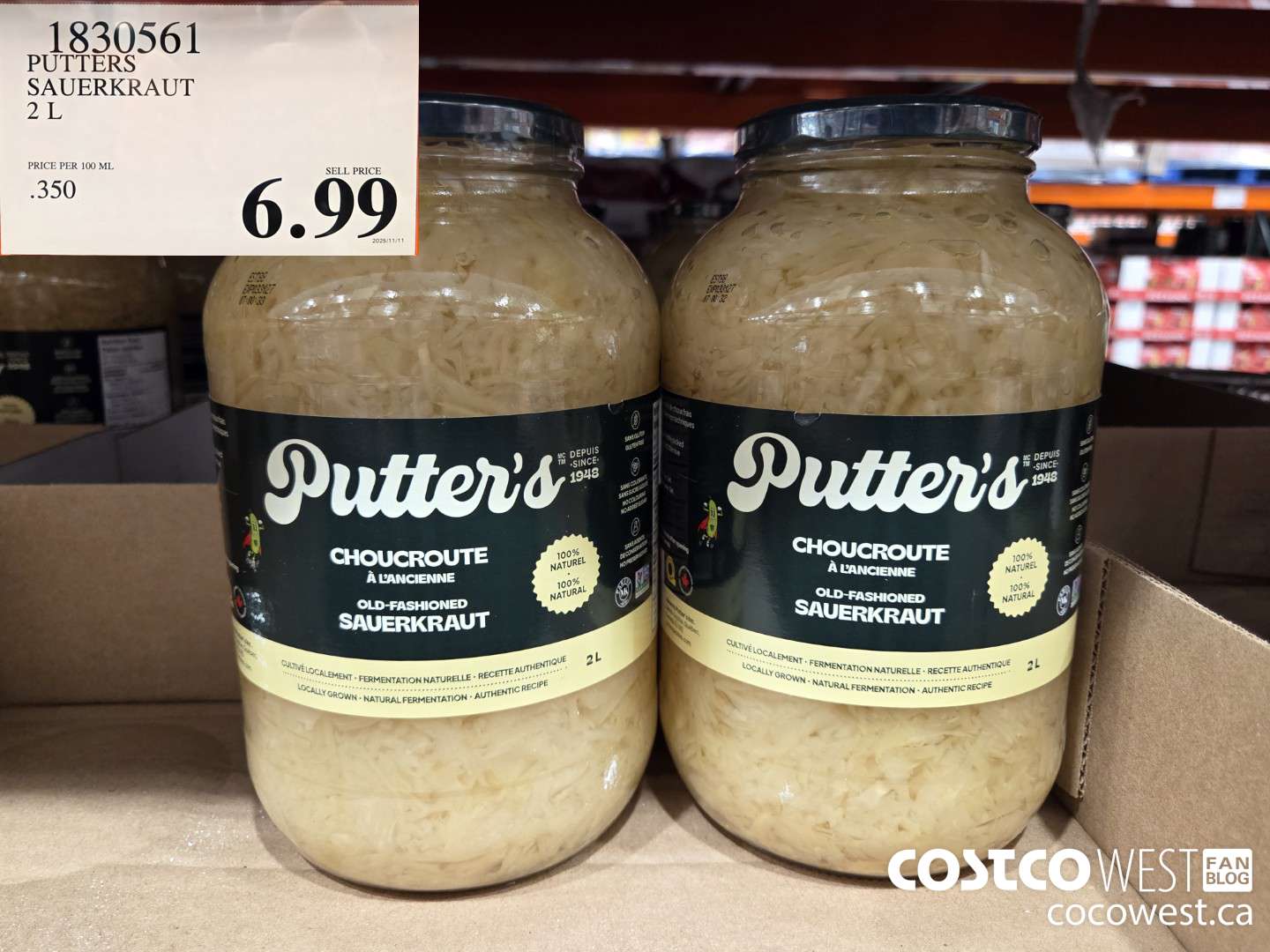 1830561 PUTTERS SAUERKRAUT 2 L $6.99