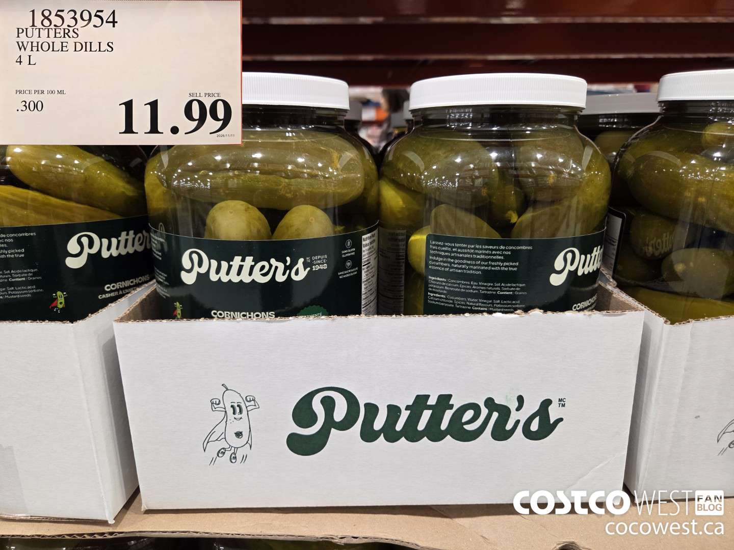 1853954 PUTTERS WHOLE DILLS 4 L $11.99