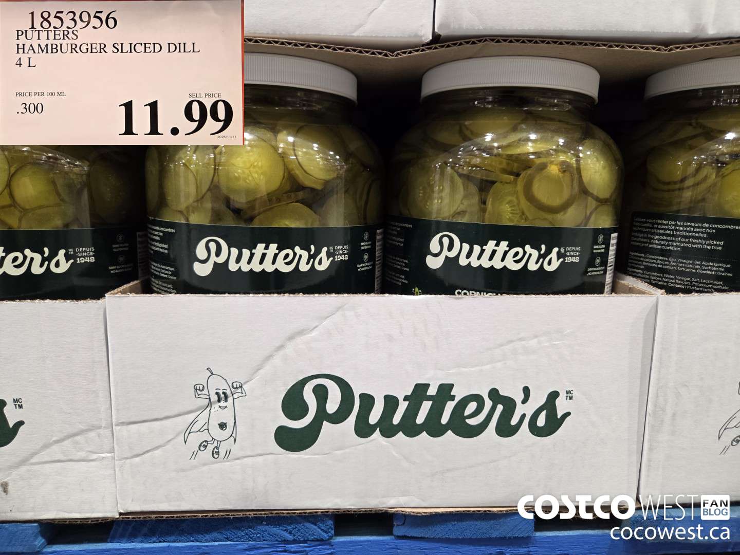 1853956 PUTTER HAMBURGER SLICED DILL 4 L $11.99