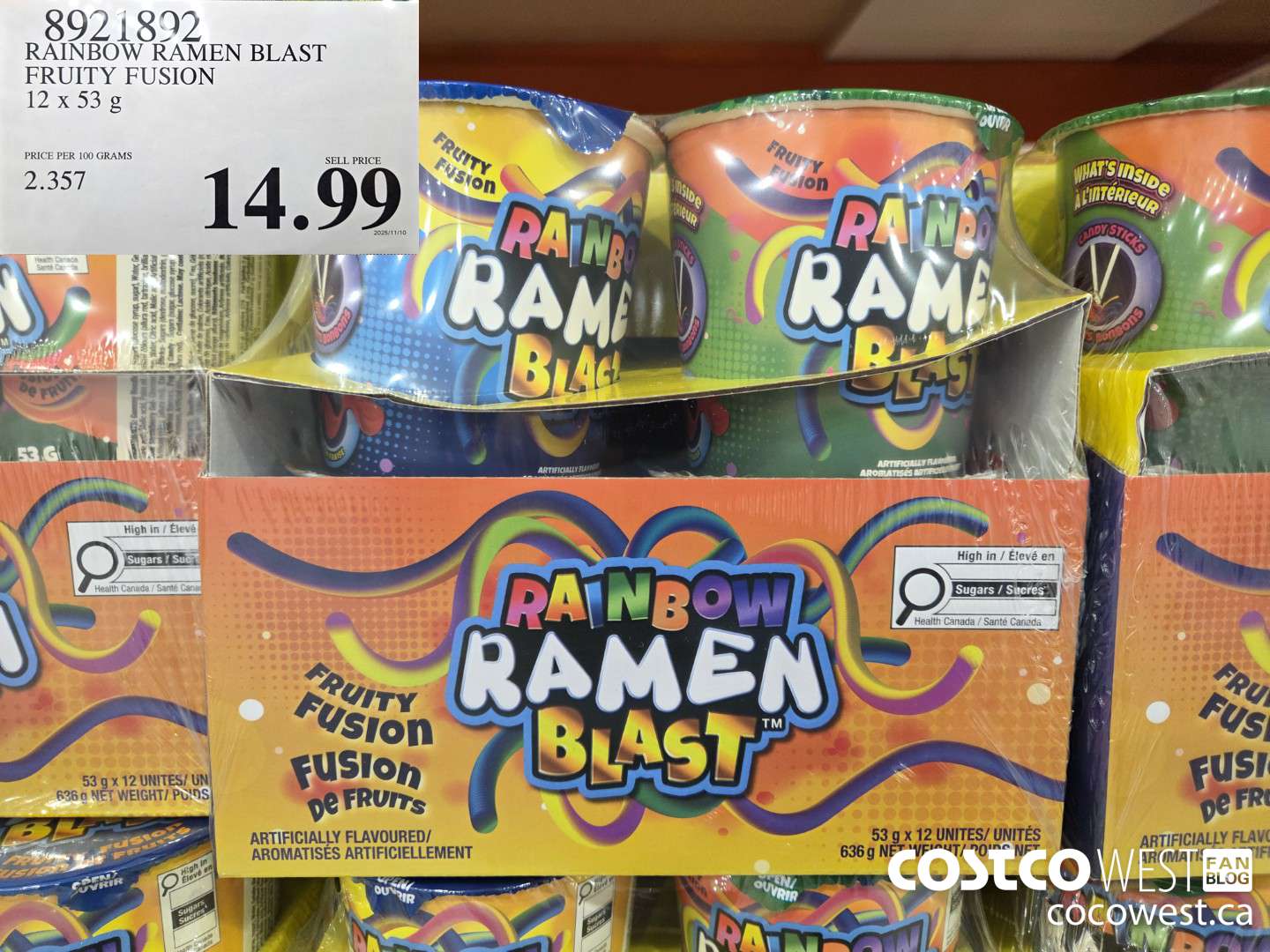 8921892 RAINBOW RAMEN BLAST FRUITY FUSION 12 x 85 g $14.99