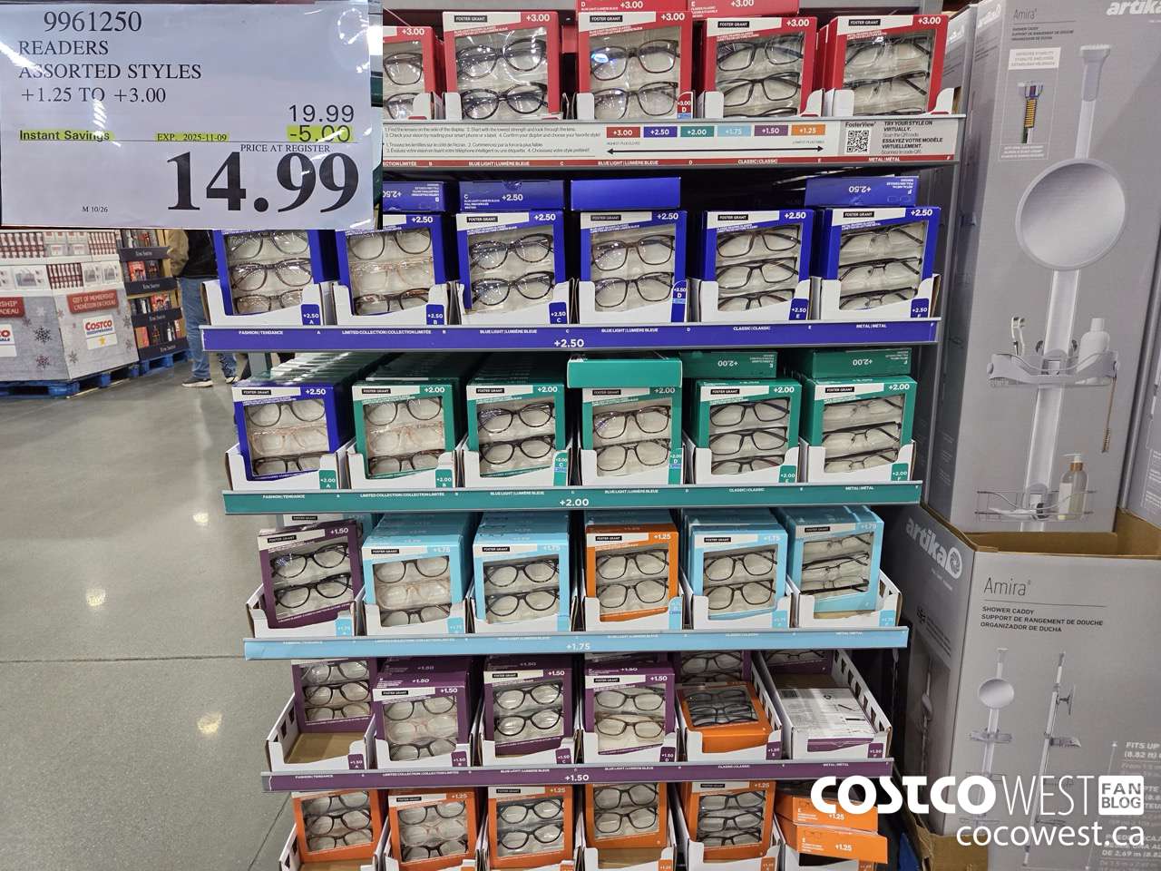 9961250 READERS ASSORTED STYLES +1.25 TO +3.00 ($5.00 INSTANT SAVINGS EXPIRES ON 2025-11-09) $14.99