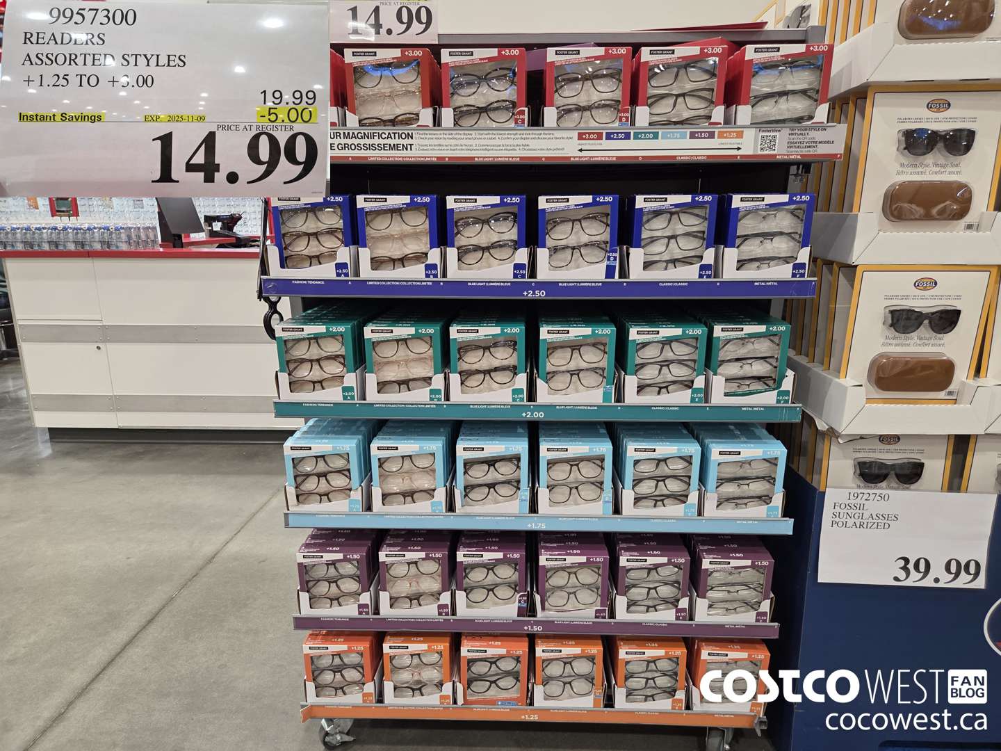 9957300 READERS ASSORTED STYLES +1.25 TO +3.00 ($5.00 INSTANT SAVINGS EXPIRES ON 2025-11-09) $14.99