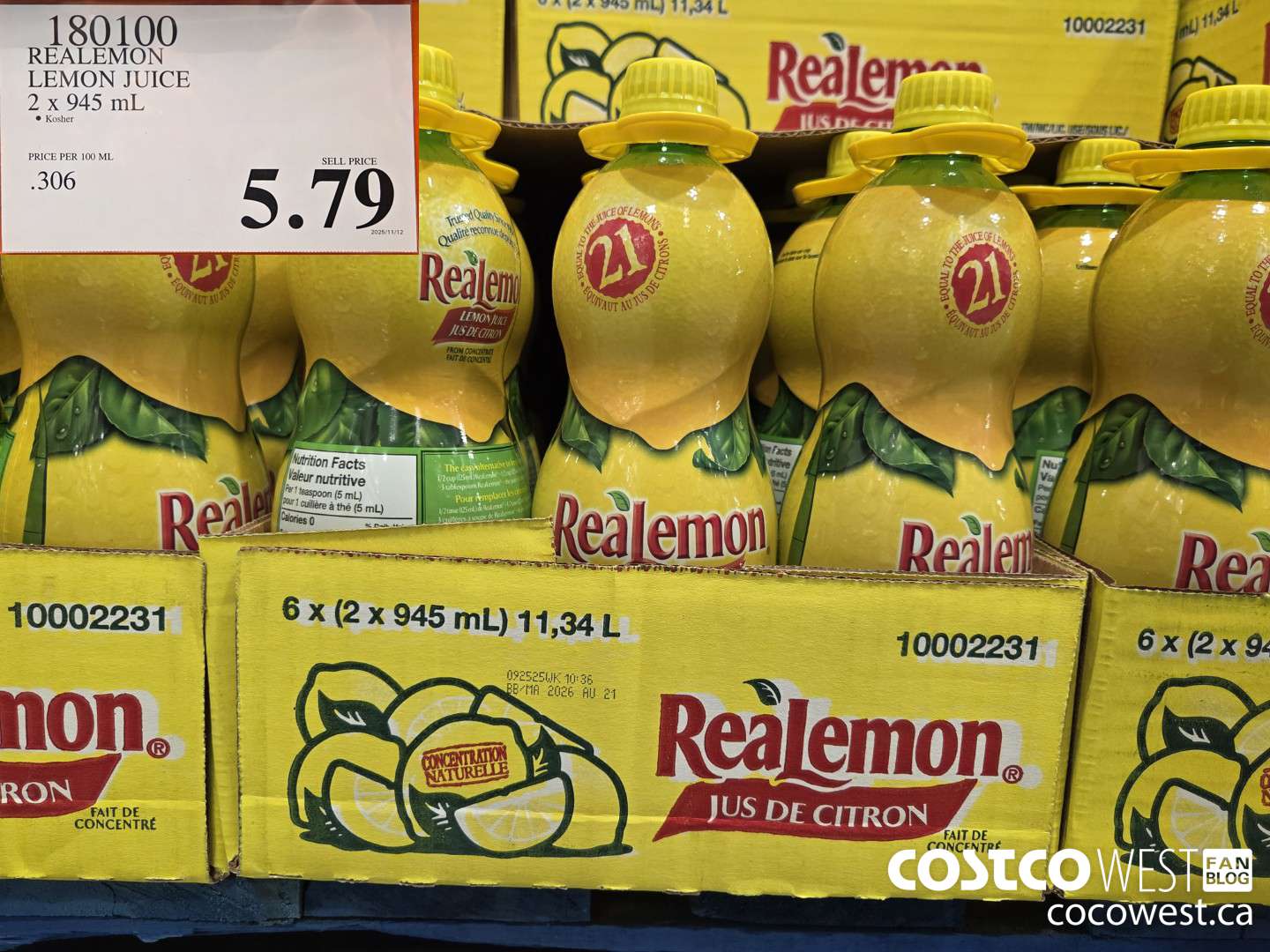 180100 REALEMON LEMON JUICE 2 x 945 mL $5.79