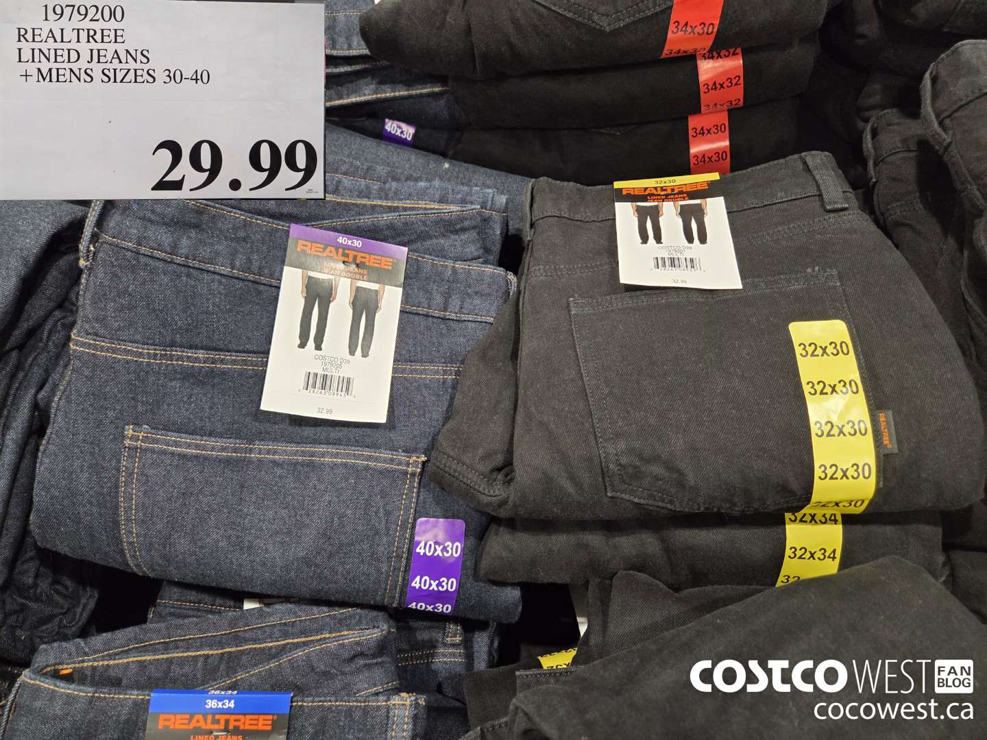 1979200 REALTREE LINED JEANS MENS SIZES 30-40 $29.99