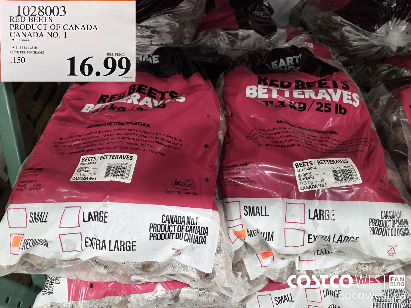 1028003 RED BEETS PRODUCT OF CANADA CANADA NO. 1 $16.99