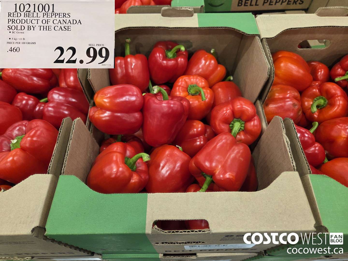 102100 RED BELL PEPPERS PRODUCT OF CANADA SOLD BY THE CASE $22.99