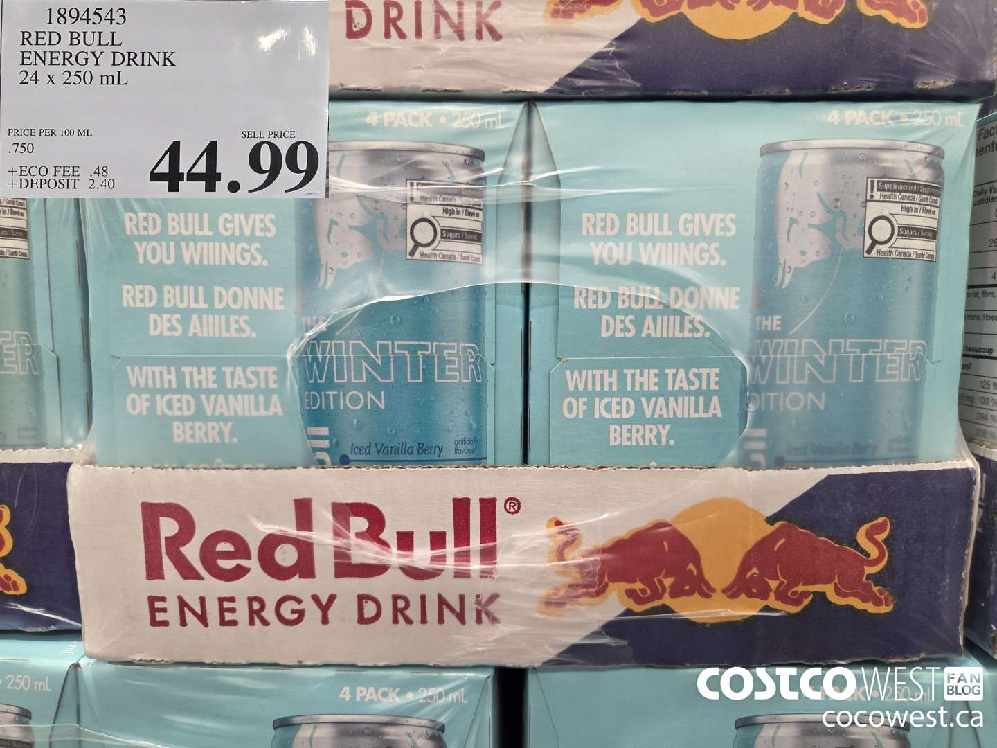 1894543 RED BULL ENERGY DRINK 24 x 250 mL $44.99