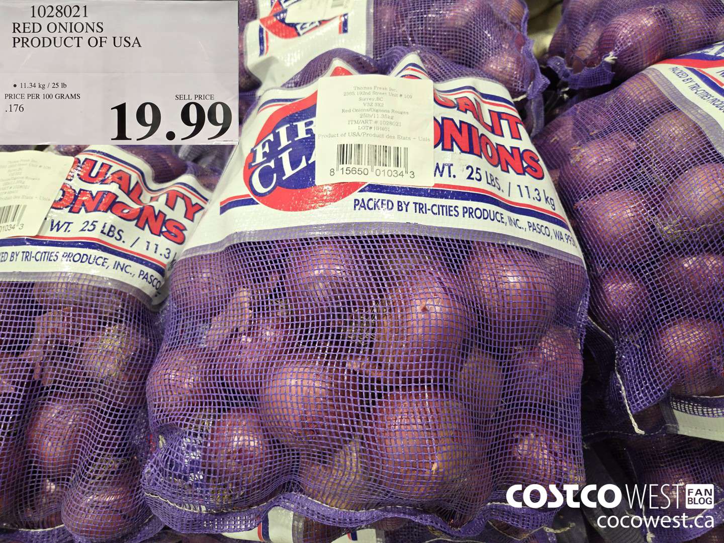1028021 RED ONIONS PRODUCT OF USA $19.99