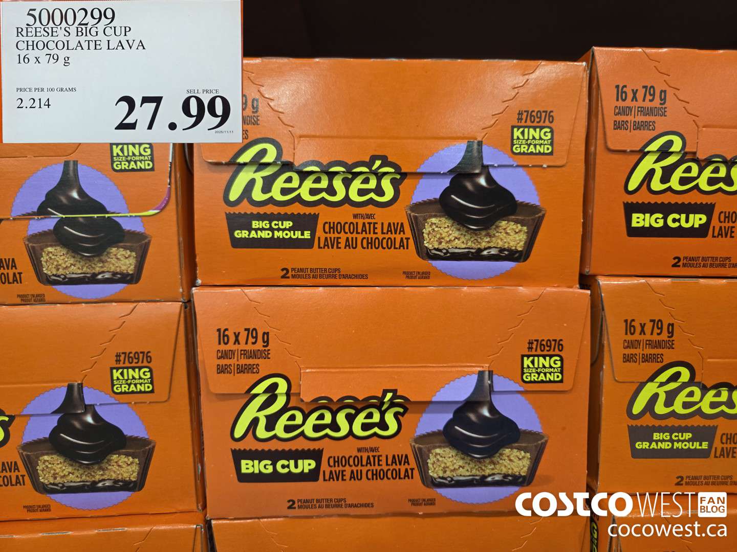 5000299 REESE'S BIG CUP CHOCOLATE LAVA 16 x 79 g $27.99