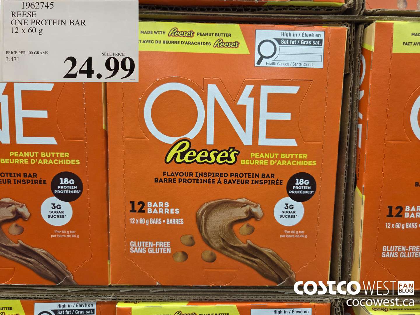 1962745 REESE ONE PROTEIN BAR 12 x 60 g $24.99