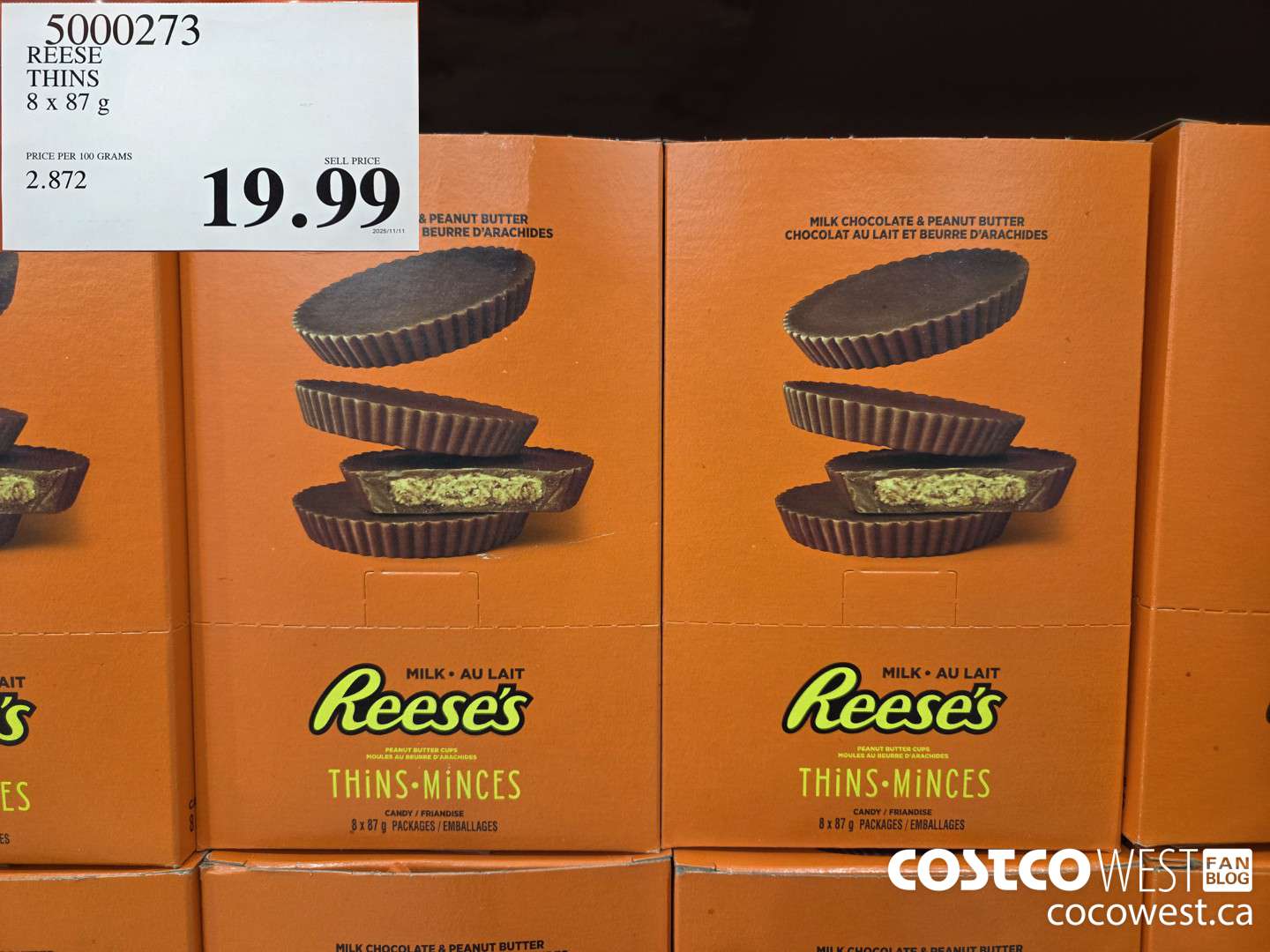 5000273 REESE THINS 8 x 87 g $19.99