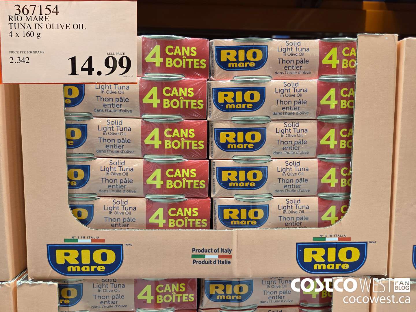 367154 RIO MARE TUNA IN OLIVE OIL 4 x 160 g $14.99