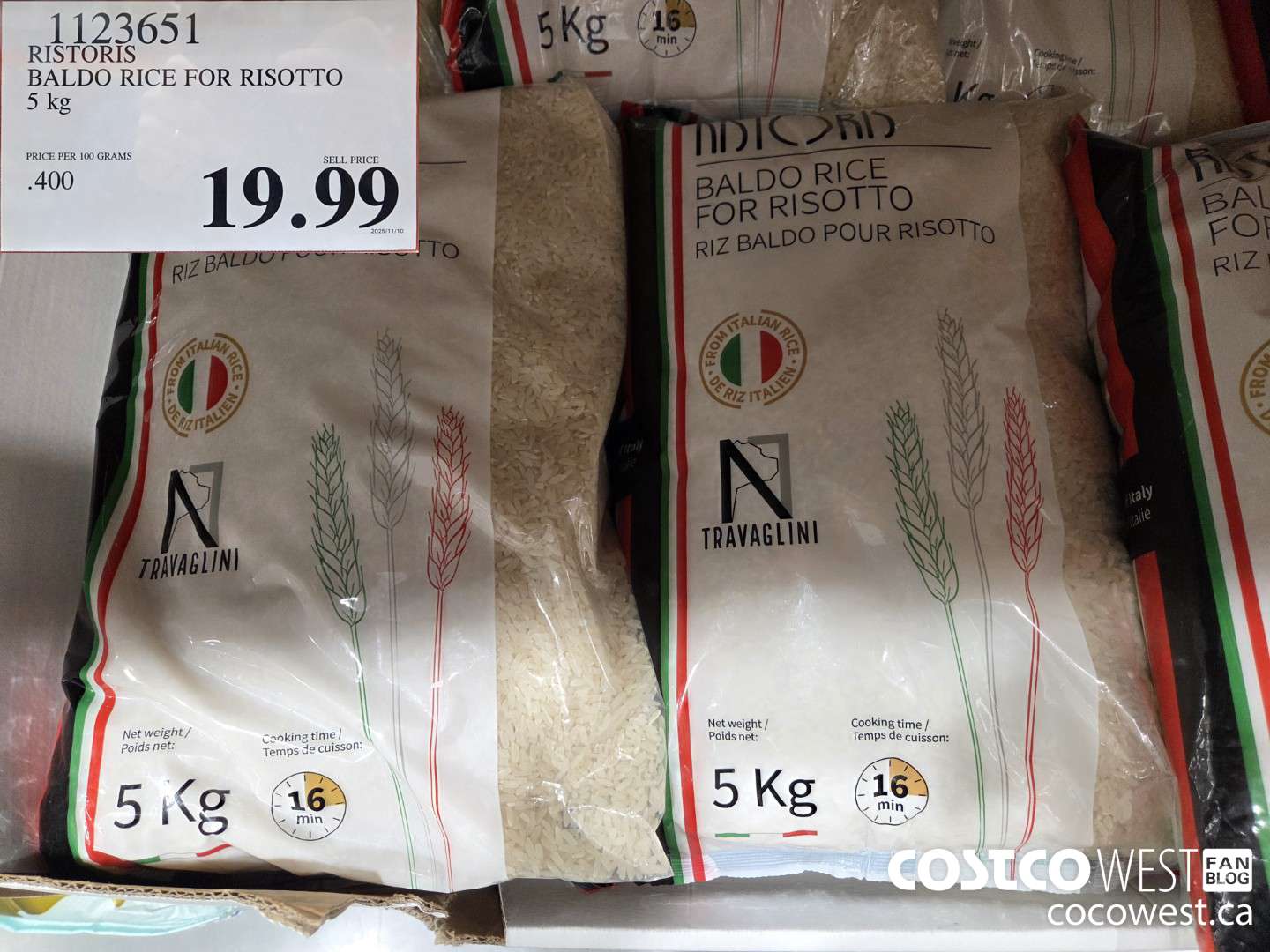 1123651 RISTORIS BALDO RICE FOR RISOTTO 5 kg $19.99