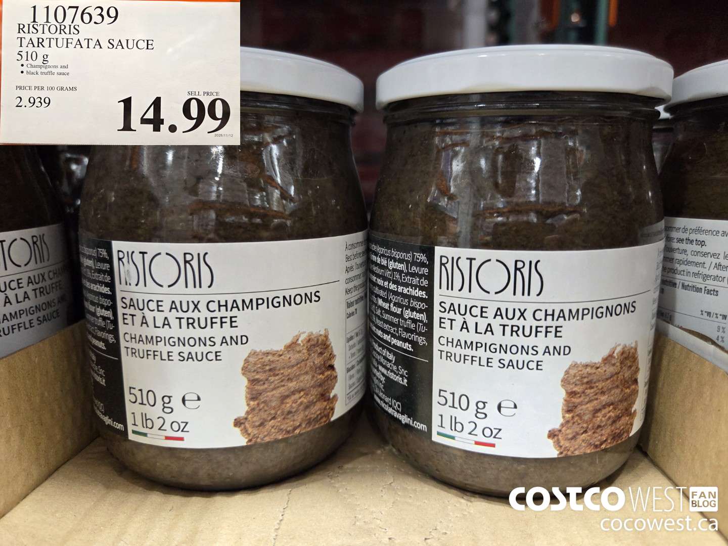 1107639 RISTORIS TARTUFATA SAUCE 510 g $14.99