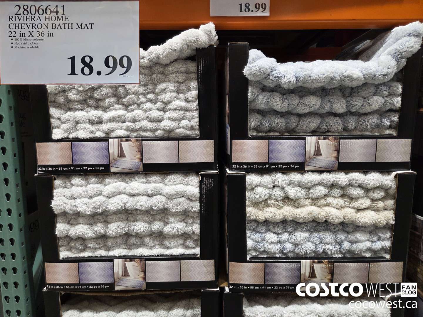 2806641 RIVIERA HOME CHEVRON BATH MAT 22 in X 36 in $18.99