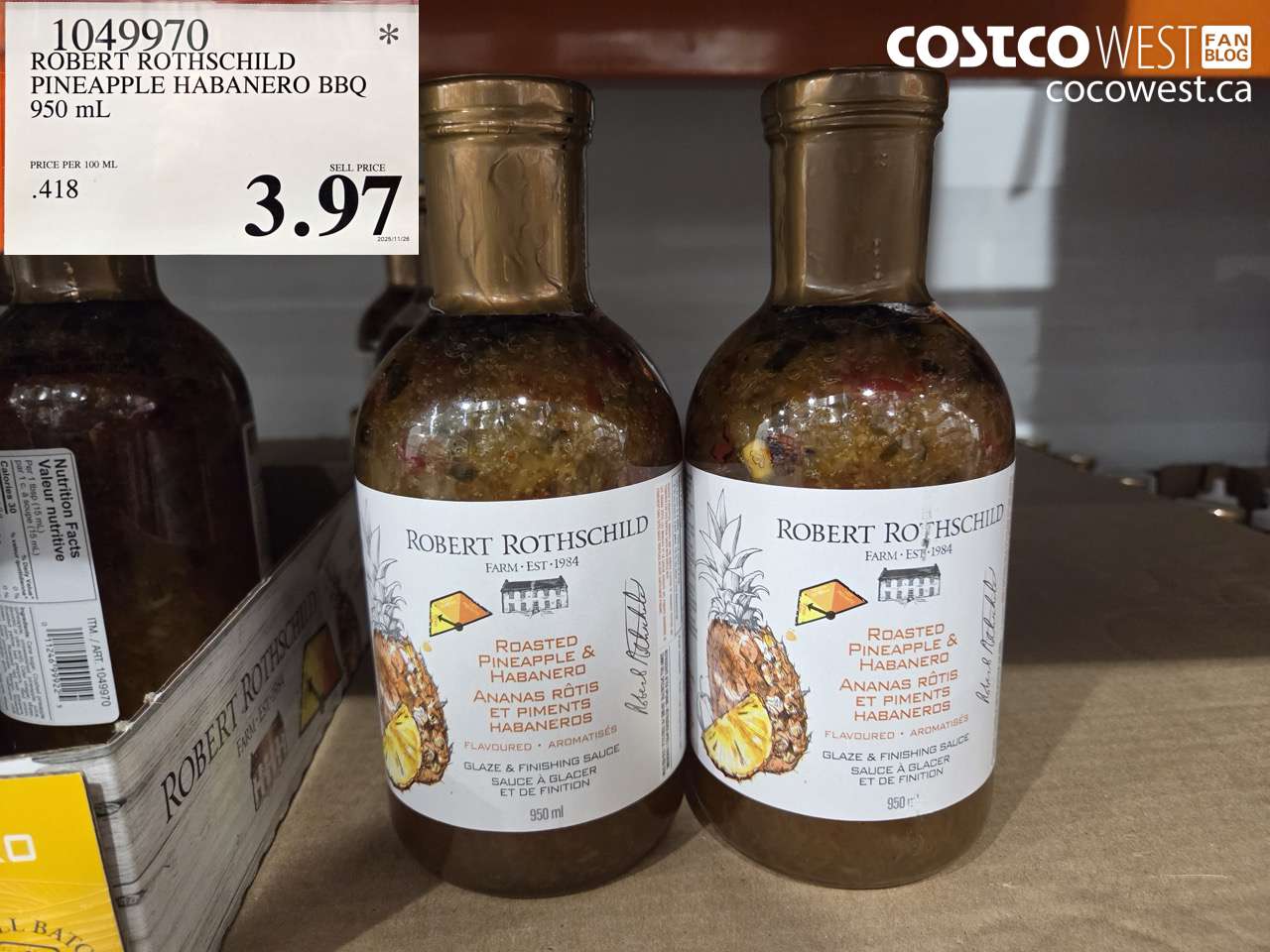1049970 ROBERT ROTHSCHILD PINEAPPLE HABANERO BBQ 950ML $3.97
