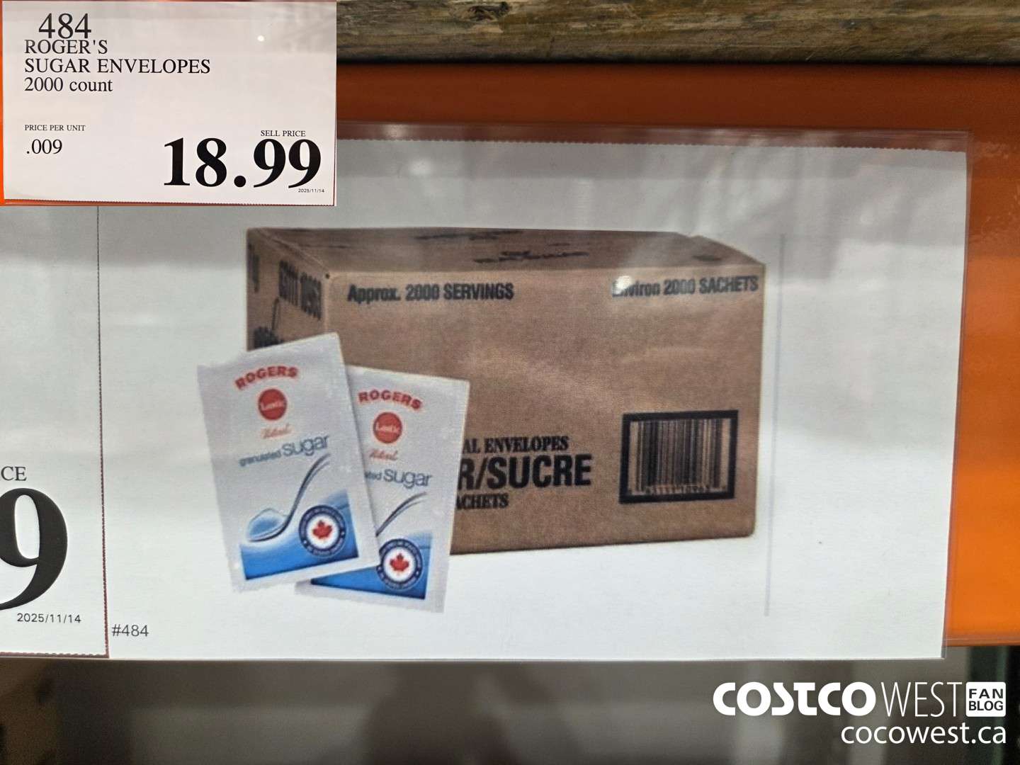 484 ROGER'S SUGAR ENVELOPES 2000 count $18.99