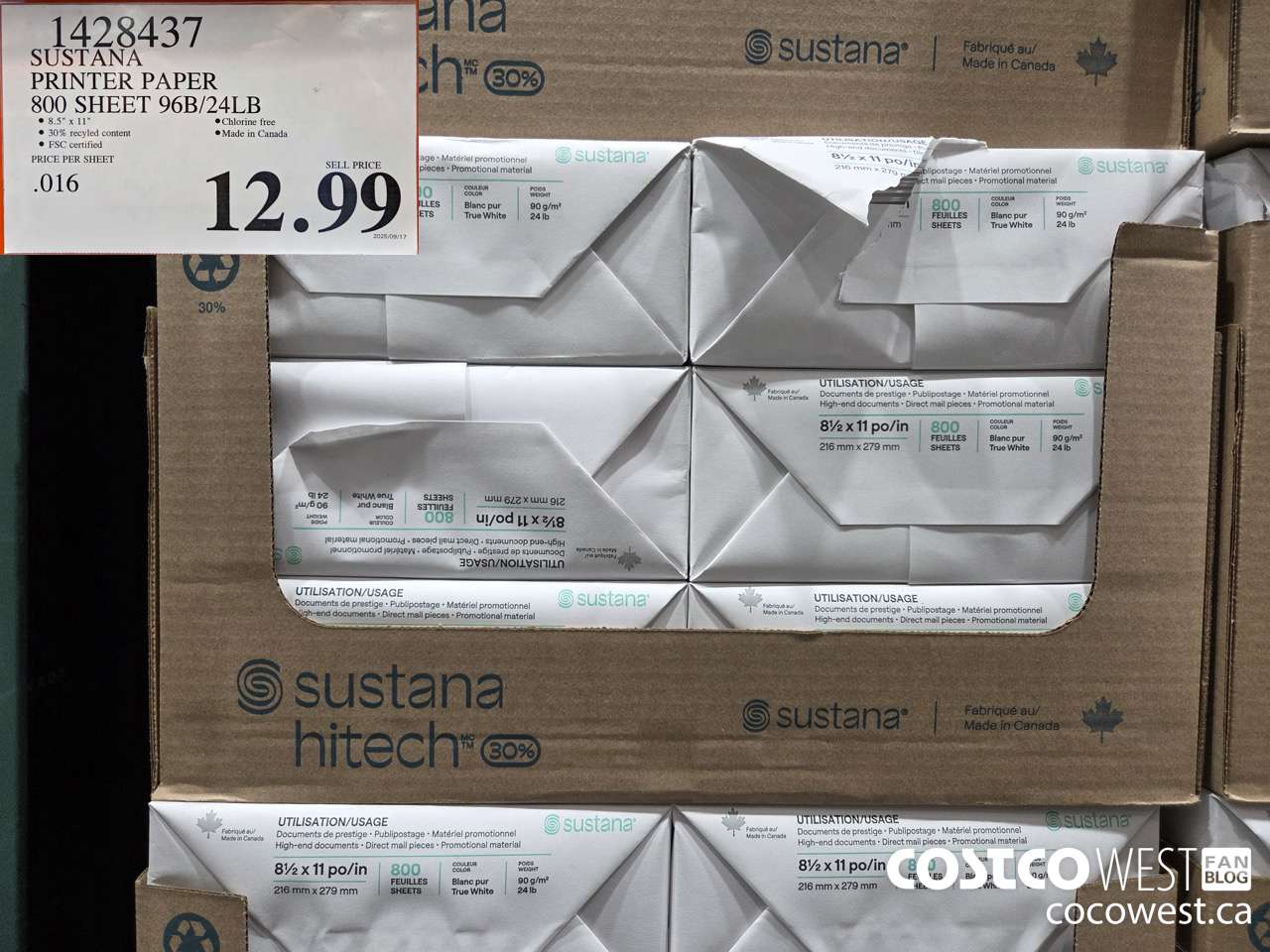 1428437 ROLLAND PRINTER PAPER 800 SHEET 96B/24LB $12.99