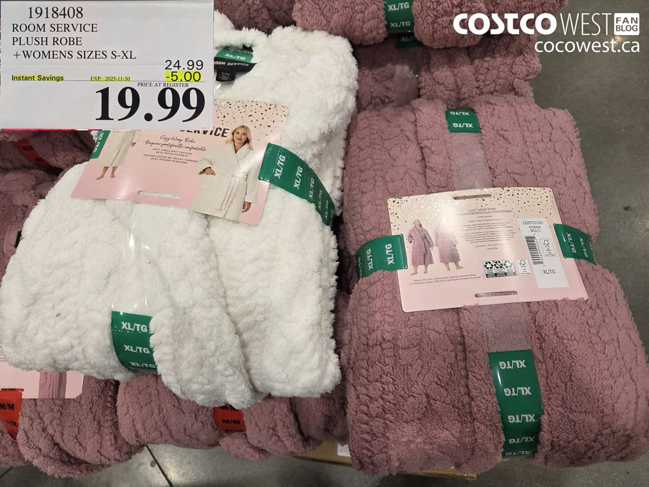 1918408 ROOM SERVICE PLUSH ROBE WOMENS SIZES S-XL ($5.00 INSTANT SAVINGS EXPIRES ON 2025-11-30) $19.99