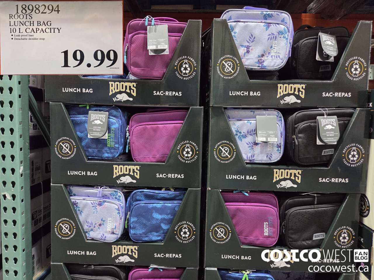 1898294 ROOTS LUNCH BAG 10 L CAPACITY $19.99