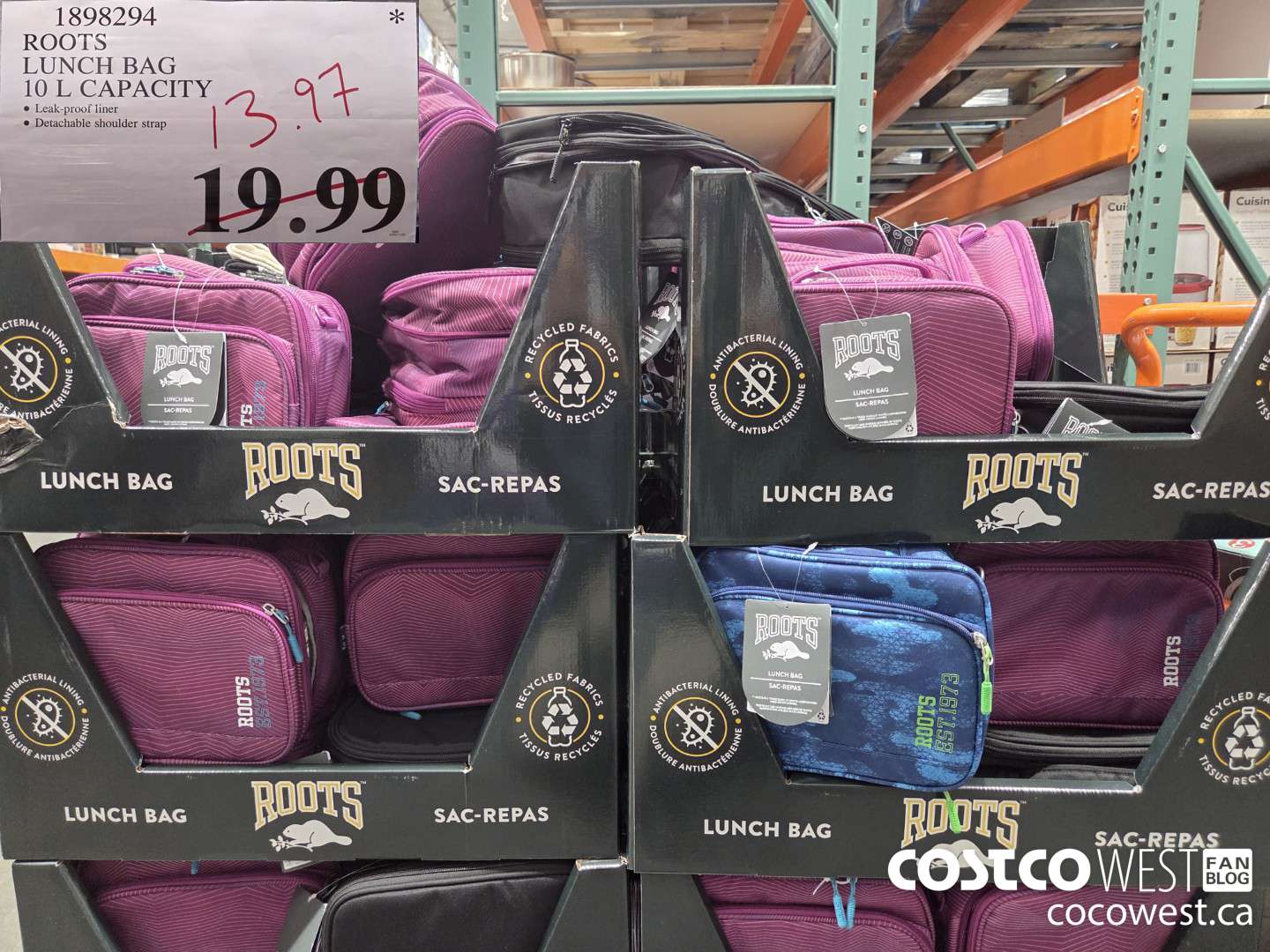 1898294 ROOTS LUNCH BAG 10 L CAPACITY $13.97