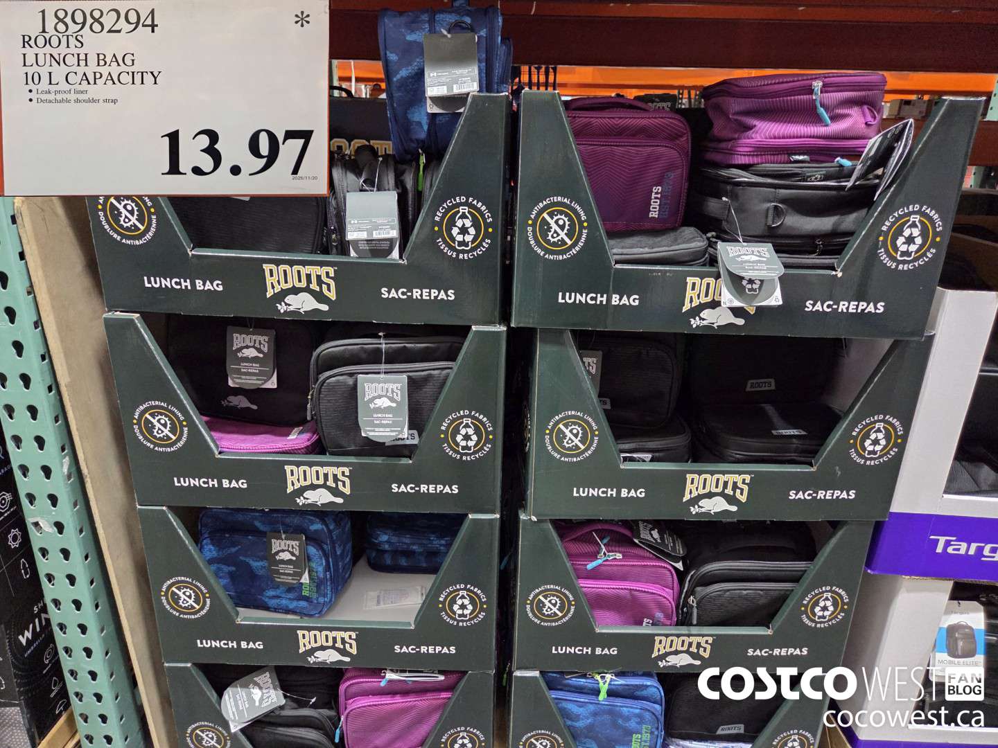 1898294 ROOTS LUNCH BAG 10 L CAPACITY $13.97