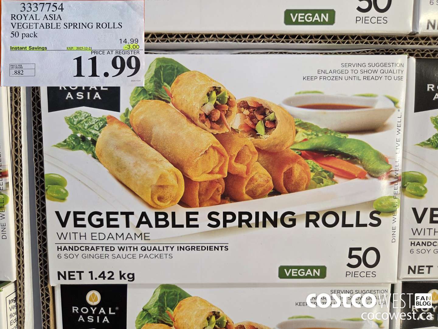 3337754 ROYAL ASIA VEGETABLE SPRING ROLLS 50 PACK ($3.00 INSTANT SAVINGS EXPIRES ON 2025-12-21) $11.99