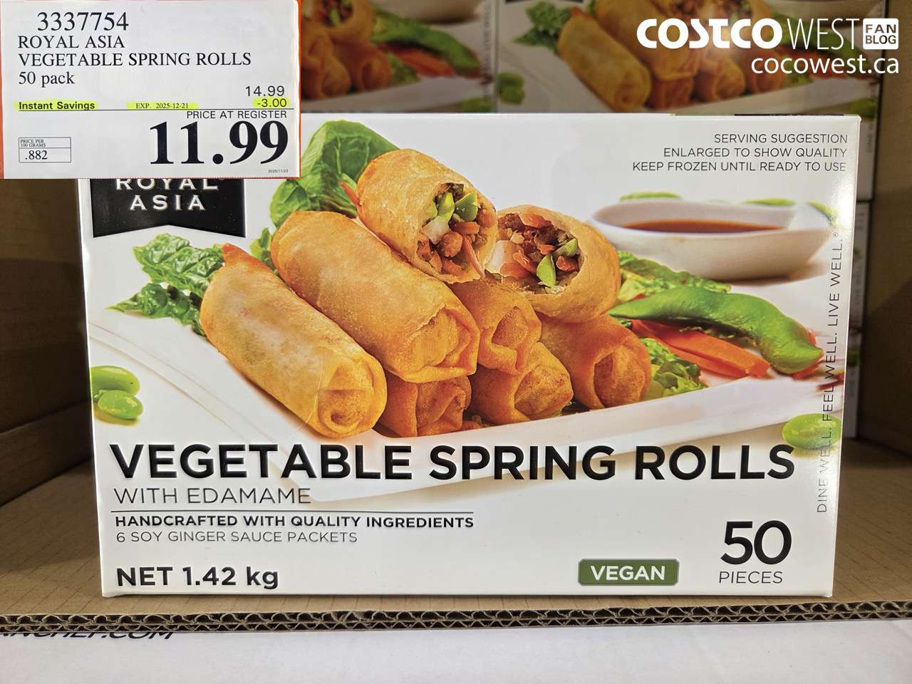 3337754 ROYAL ASIA VEGETABLE SPRING ROLLS 50 PACK ($3.00 INSTANT SAVINGS EXPIRES ON 2025-12-21) $11.99