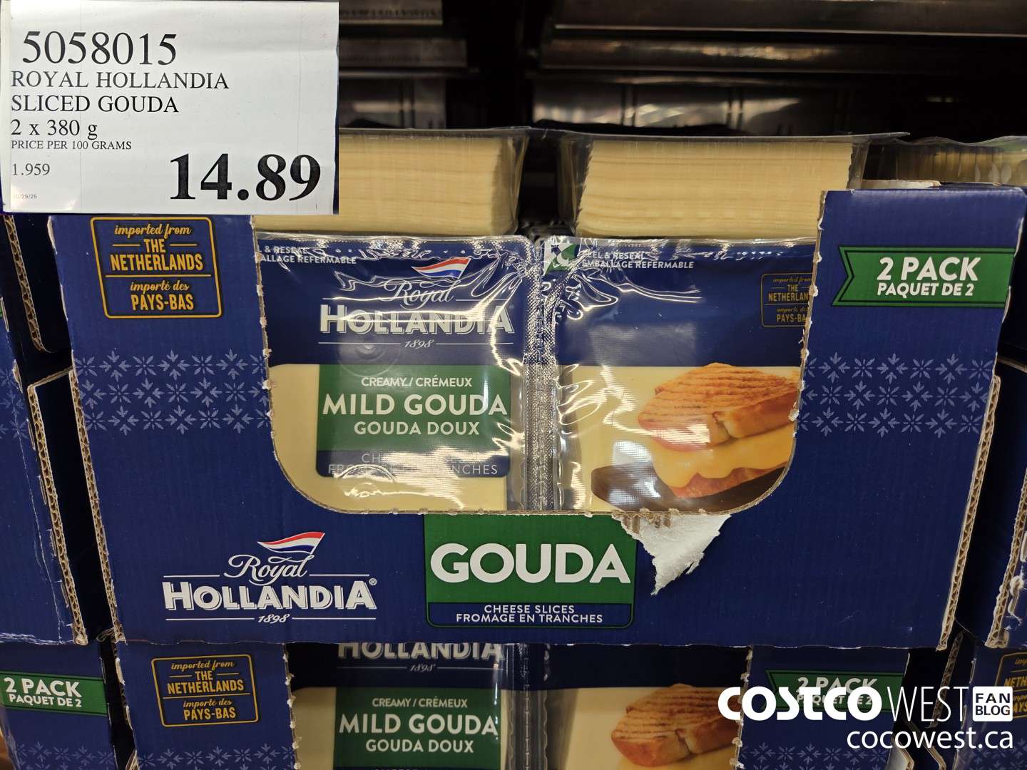5058015 ROYAL HOLLANDIA SLICED GOUDA 2 x 380g $14.89