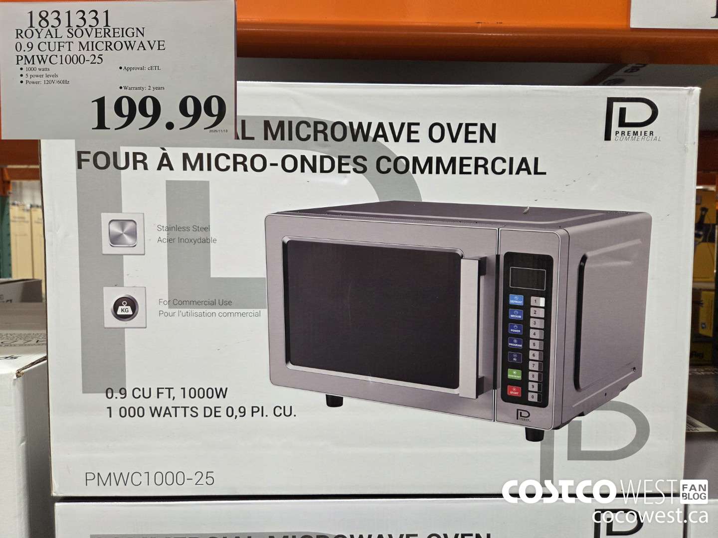 1831331 ROYAL SOVEREIGN 0.9 CUFT MICROWAVE PMWC1000-25 $199.99
