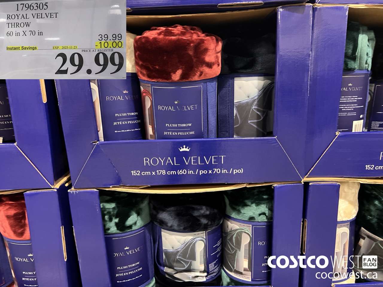 1796305 ROYAL VELVET THROW 60 IN X 70 IN ($10.00 INSTANT SAVINGS EXPIRES ON 2025-11-23) $29.99