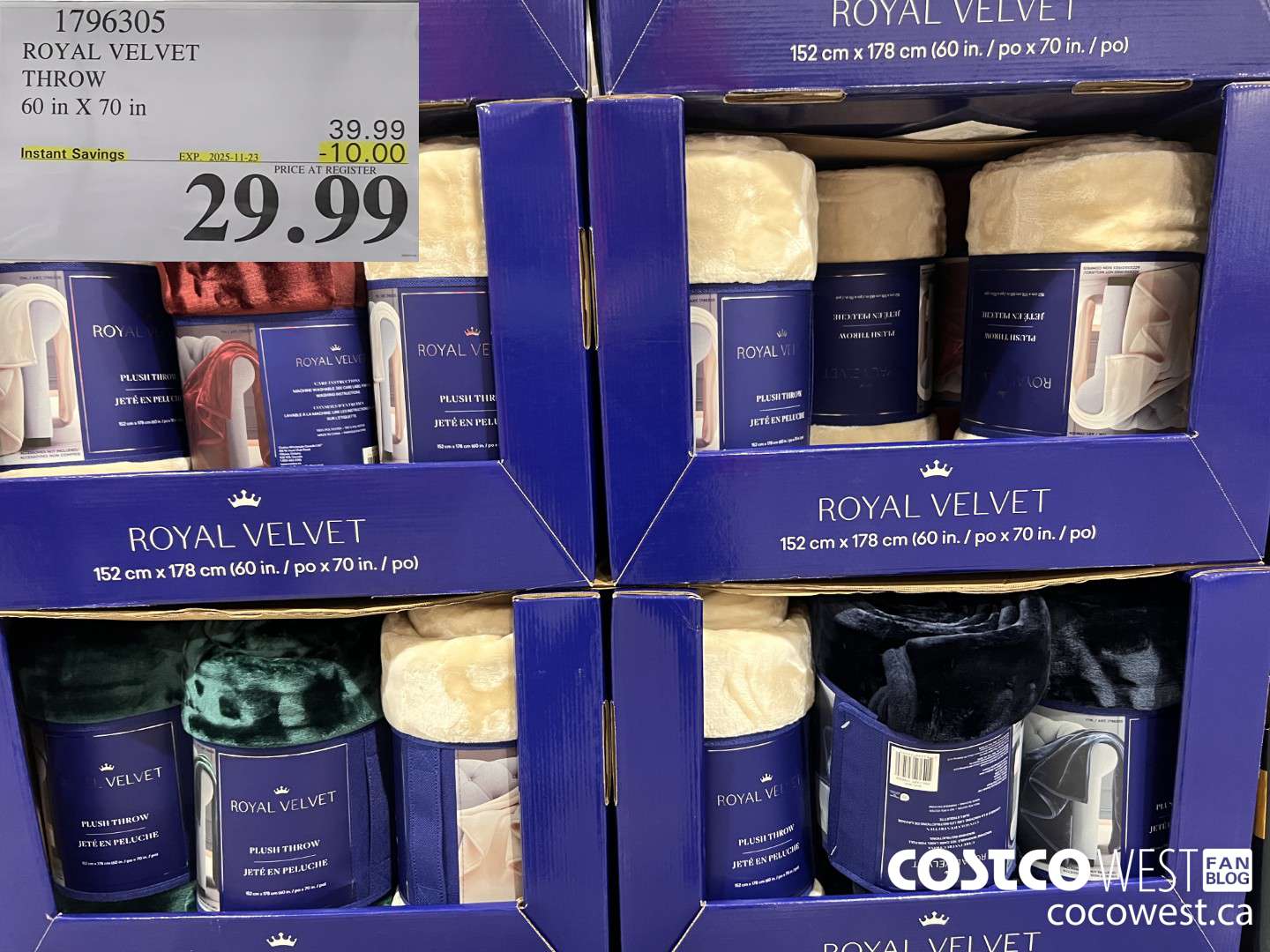 1796305 ROYAL VELVET THROW 60 IN X 70 IN ($10.00 INSTANT SAVINGS EXPIRES ON 2025-11-23) $29.99