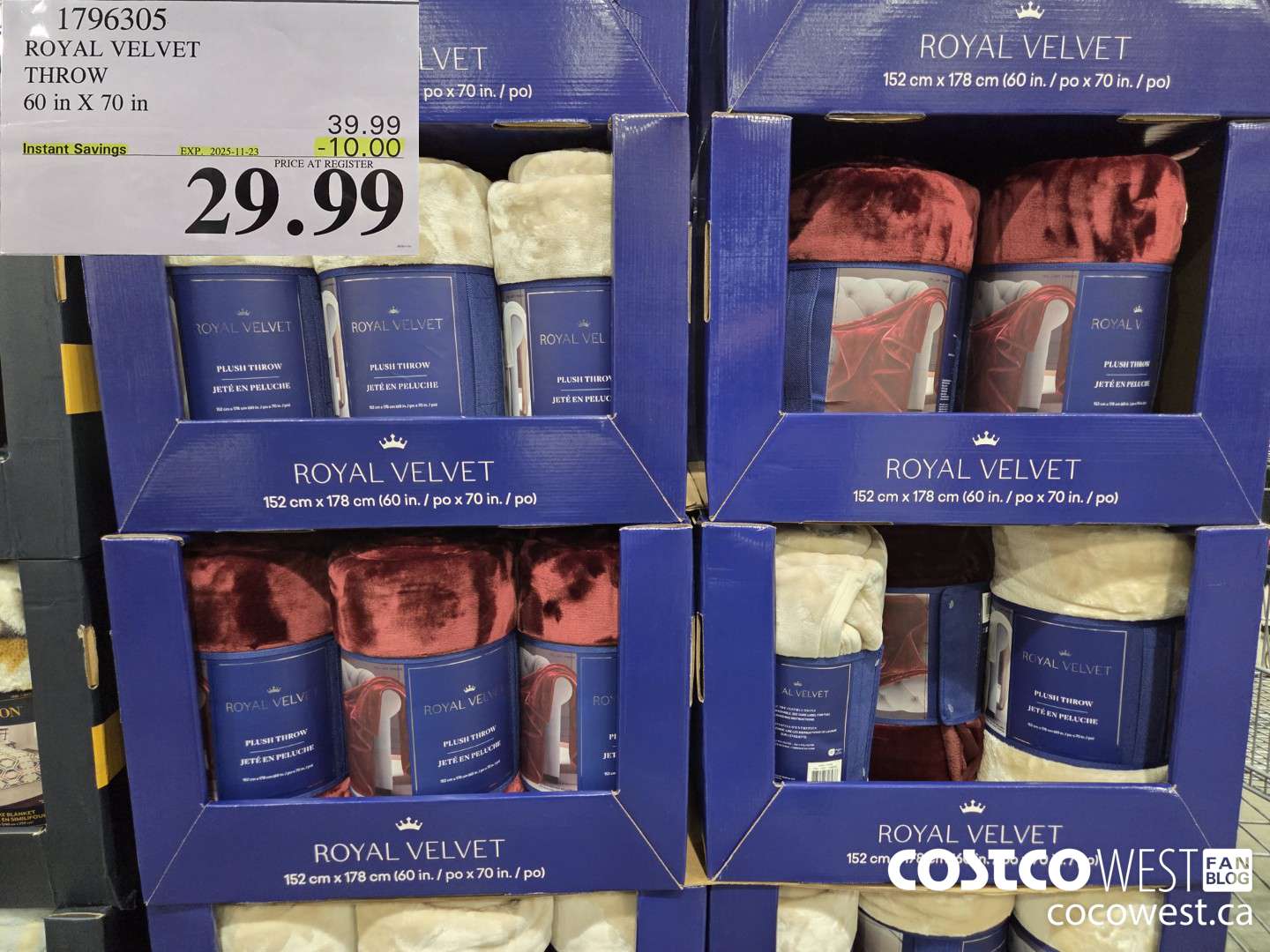 1796305 ROYAL VELVET THROW 60 IN X 70 IN ($10.00 INSTANT SAVINGS EXPIRES ON 2025-11-23) $29.99