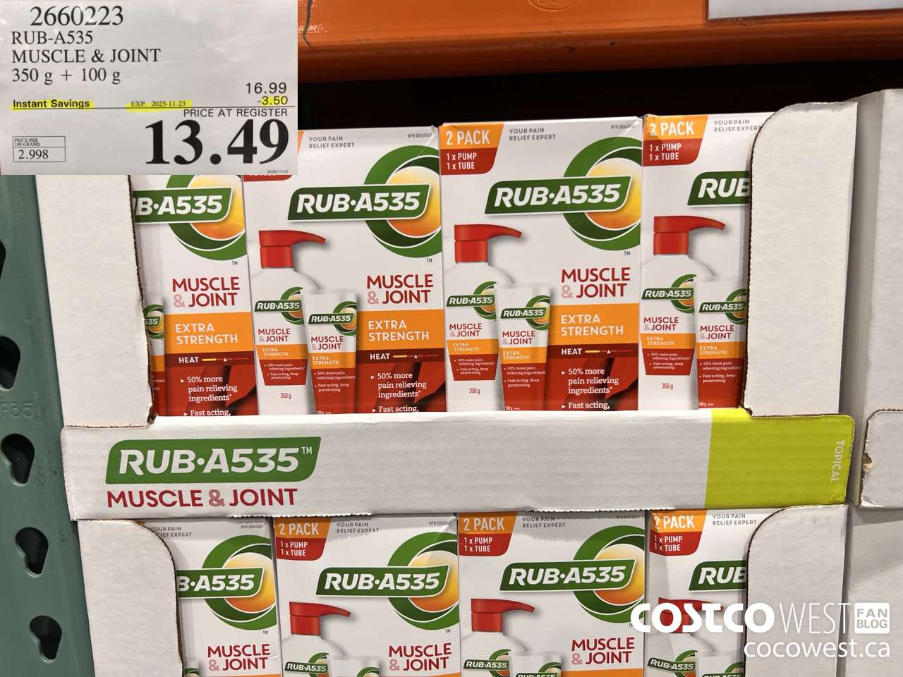 2660223 RUB-A535 MUSCLE & JOINT 350G + 100G ($3.50 INSTANT SAVINGS EXPIRES ON 2025-11-23) $13.49