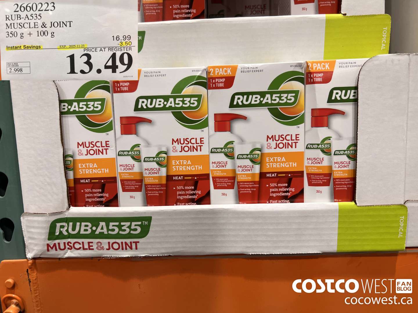 2660223 RUB-A535 MUSCLE & JOINT 350G + 100G ($3.50 INSTANT SAVINGS EXPIRES ON 2025-11-23) $13.49